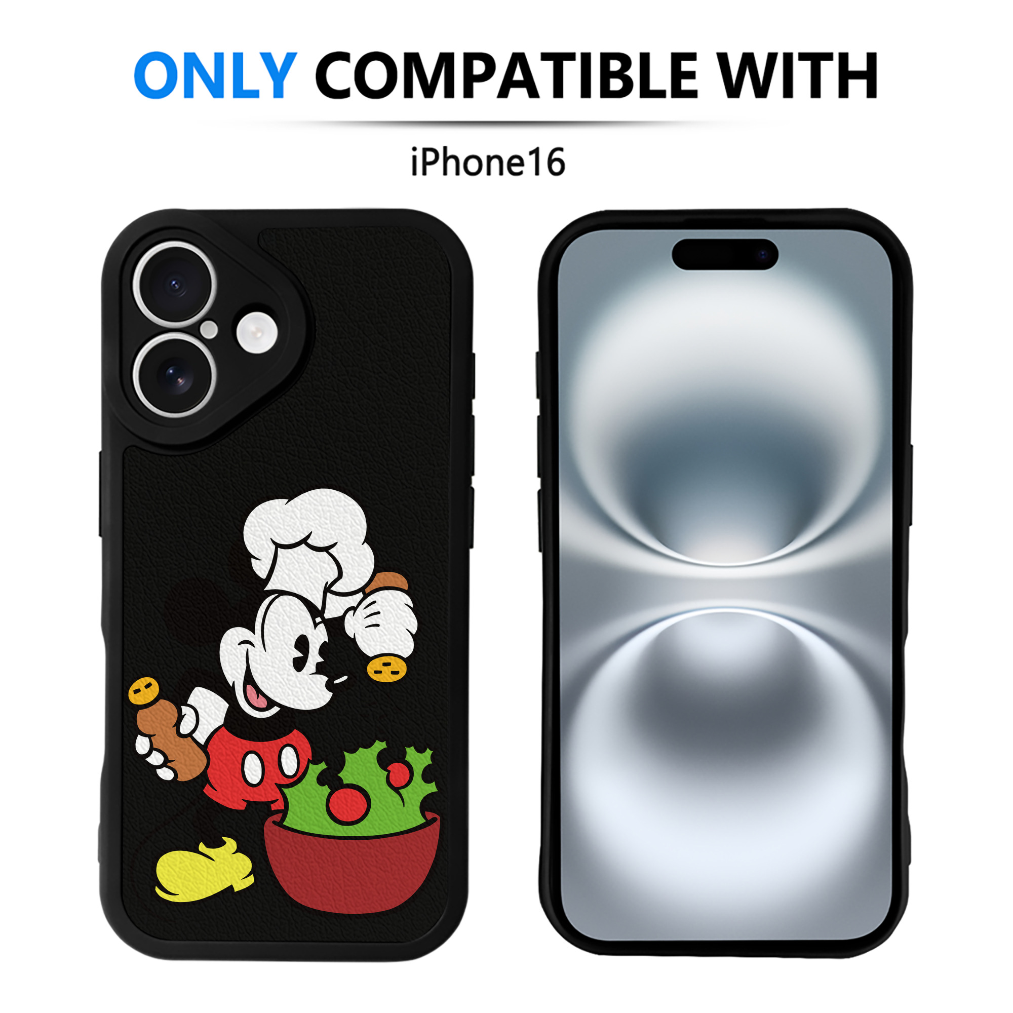 （画像用） ミッキーマウス Mickey Mouse 【iPhone 16シリーズ対応】シリコンスマホケース（レザー調） 材質：シリコン